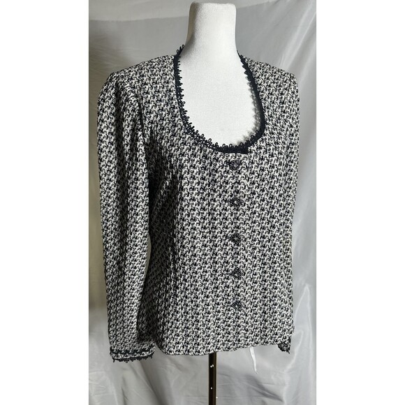 St John Evening Black and White Sweater Top Sz 6 - Picture 1 of 5
